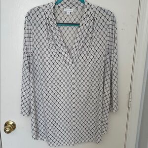 Charter Club Black and White Geometric Blouse